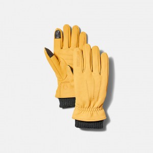 Timberland Knit-cuff Leather Handschuhe Herren Gelb | TKSR35210