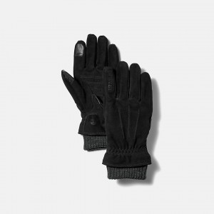 Timberland Knit-cuff Leather Handschuhe Herren Schwarz | DHTC21380