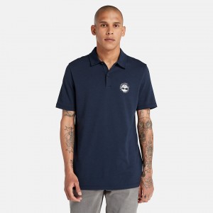 Timberland Logo Polo - Refibra™ Technologie Polo Shirts Herren Navy | YTVX32601