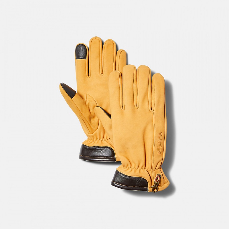 Timberland Winter Hill Leather Handschuhe Herren Gelb | QETH20167
